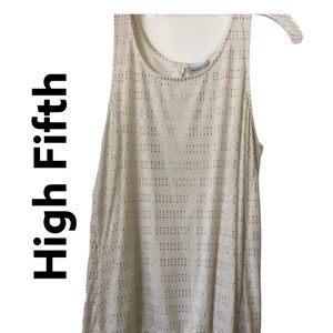 High Fifth Knit Tank Top White & Gold L